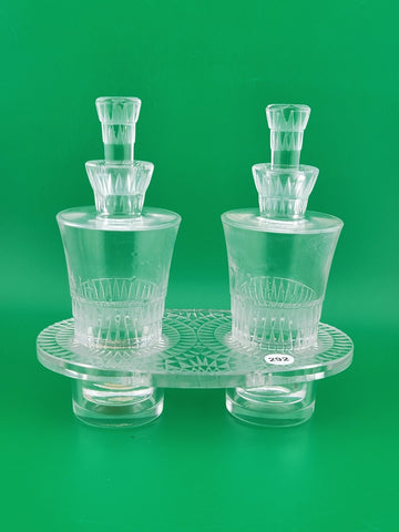 Rare Antique Lalique Crystal "Bourgueil" Oil & Vinegar Cruet Set. Excellent Cond