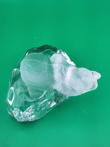 Faberge Crystal Polar Bear Signed Igor Carl Faberge Made in France. Missing Fish