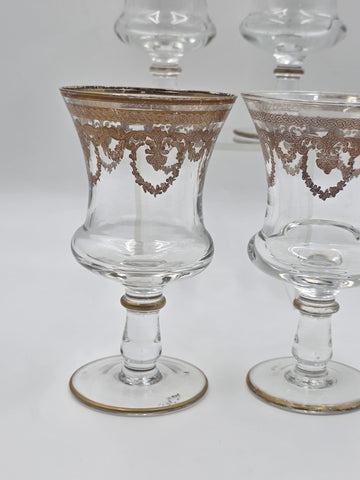 Set Of 4 Neiman Marcus Arte Italica Medici 24K Gold Glasses Goblets. 7 In Tall