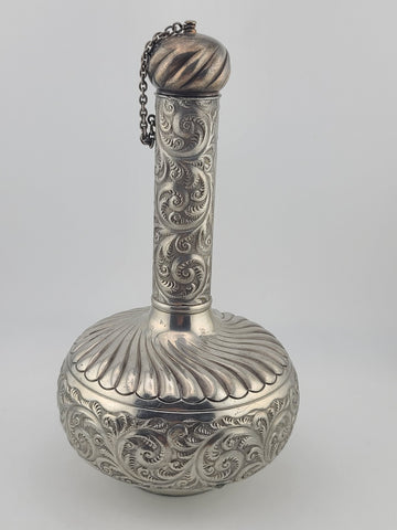 Antique Victorian Derby Silver Co Silverplate Decanter C1900 Chained Stopper