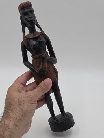 Set Of 3 Vintage Hand Carved Kenyan African Wood Tribal Figures Maasai Sculpture