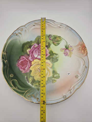 Antique RM Bavaria Hand Painted Roses Porcelain Plate Art Nouveau German C 1900.