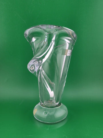 VINTAGE MCM ART VANNES LE CHATEL CALLA LILY VASE 7" CLEAR FRENCH ART GLASS