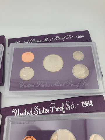 Set Of 1984 To 1989 U.S. Mint Proof Set Lot (6 Sets) Complete Original Packaging