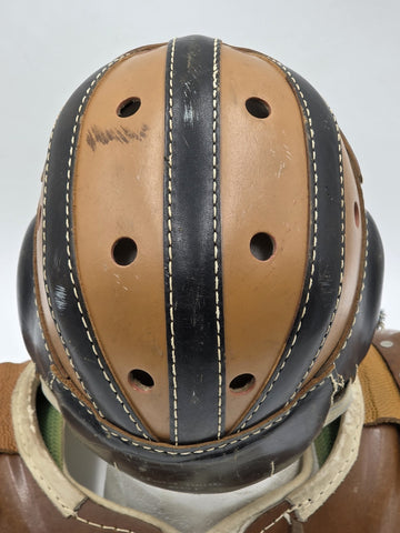 Rare Antique 1940's Goldsmith 60F Football Helmet &University 12C Shoulder Pads.