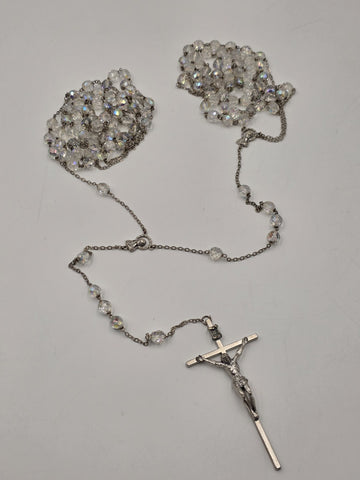 Vintage Italian 51" Ceremonial Catholic Rosary stal Beads Large Crucifix