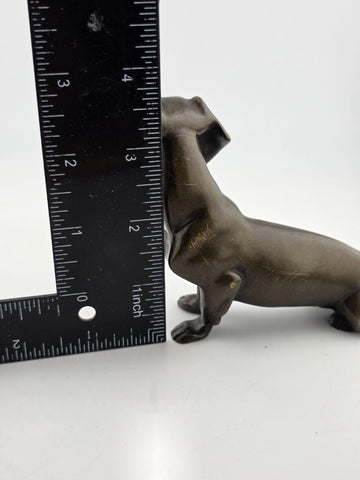 Antique Miniature Bronze Dachshund Sculpture Vintage Dog Figurine Paper Weight
