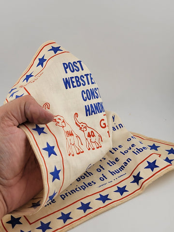 EXTREMELY RARE POST WAR ED. WEBSTER MEMORIAL CONSTITUTION HANKERCHIEF 1944 GOP