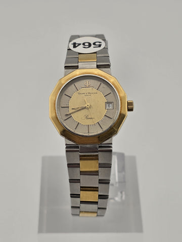 Vintage Baume & Mercier Riviera A5221.018 Two Tone Quartz Ladies Watch. Works.
