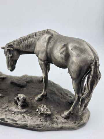 Polland Franklin Mint Pewter Horse Mare Foal Newborn Western Wildlife Figurine