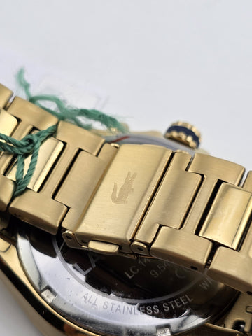 New Lacoste Men's Tiebreaker Chrono Watch - Blue With Gold Plated Bracelet Works