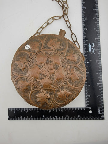 ANTIQUE OTTOMAN/ MOROCCAN ISLAMIC ORIENTAL ORNATE BRASS GUN POWDER FLASK BOTTLE