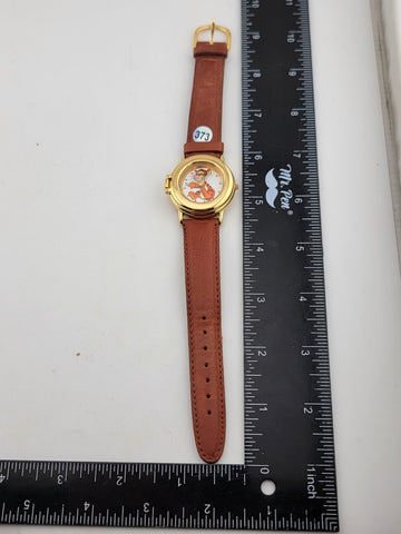 Disney Women Spring Pop Up Tigger Brown Leather Strap Quartz Watch 7 1/4"