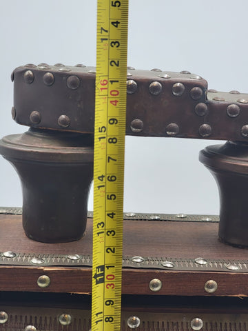 Rare Antique One Of A Kind Large Middle East Solid Wood & Copper Shoe Shine Box.