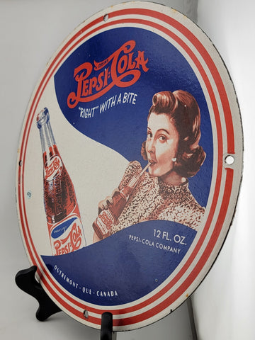 RARE VINTAGE PEPSI-COLA PORCELAIN GASOLINE STATION BOTTLE BEVERAGE SIGN A & W