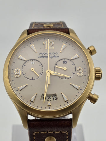 Original Movado Heritage Series Calendoplan Chronograph Watch 03.3.34.6035 Works