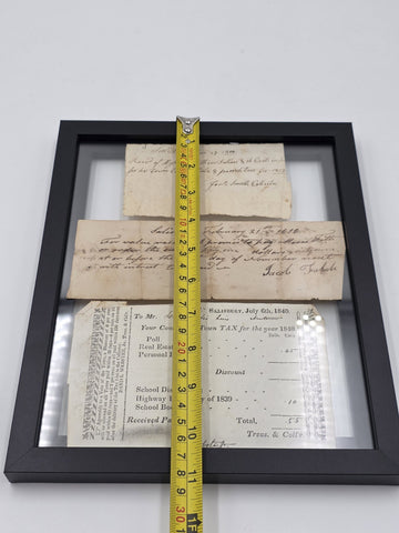 Rare Collection Early 1800s Tax Receipts 1814 1818 1840 Salisbury MA Framed Docs