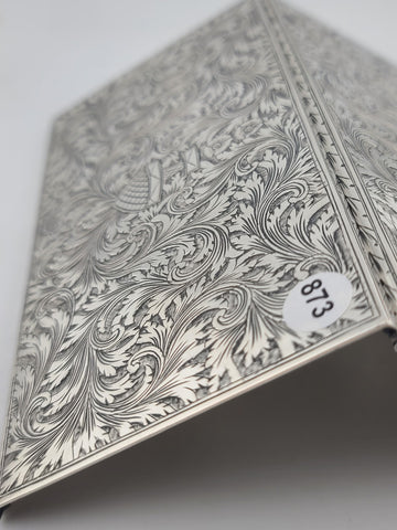 Amazing Antique European 800 Silver Cigarette Case Deep Hand Engraving 203 g.