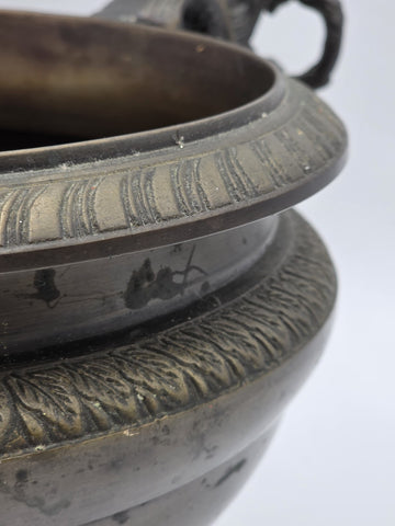 Rare Antique Bronze Centerpiece Jardiniere W Mythical Seahorse & Ring Handles.