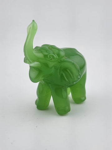 Vintage Original Green Jade Miniature Elephant Figurine. Missing One Tusk.