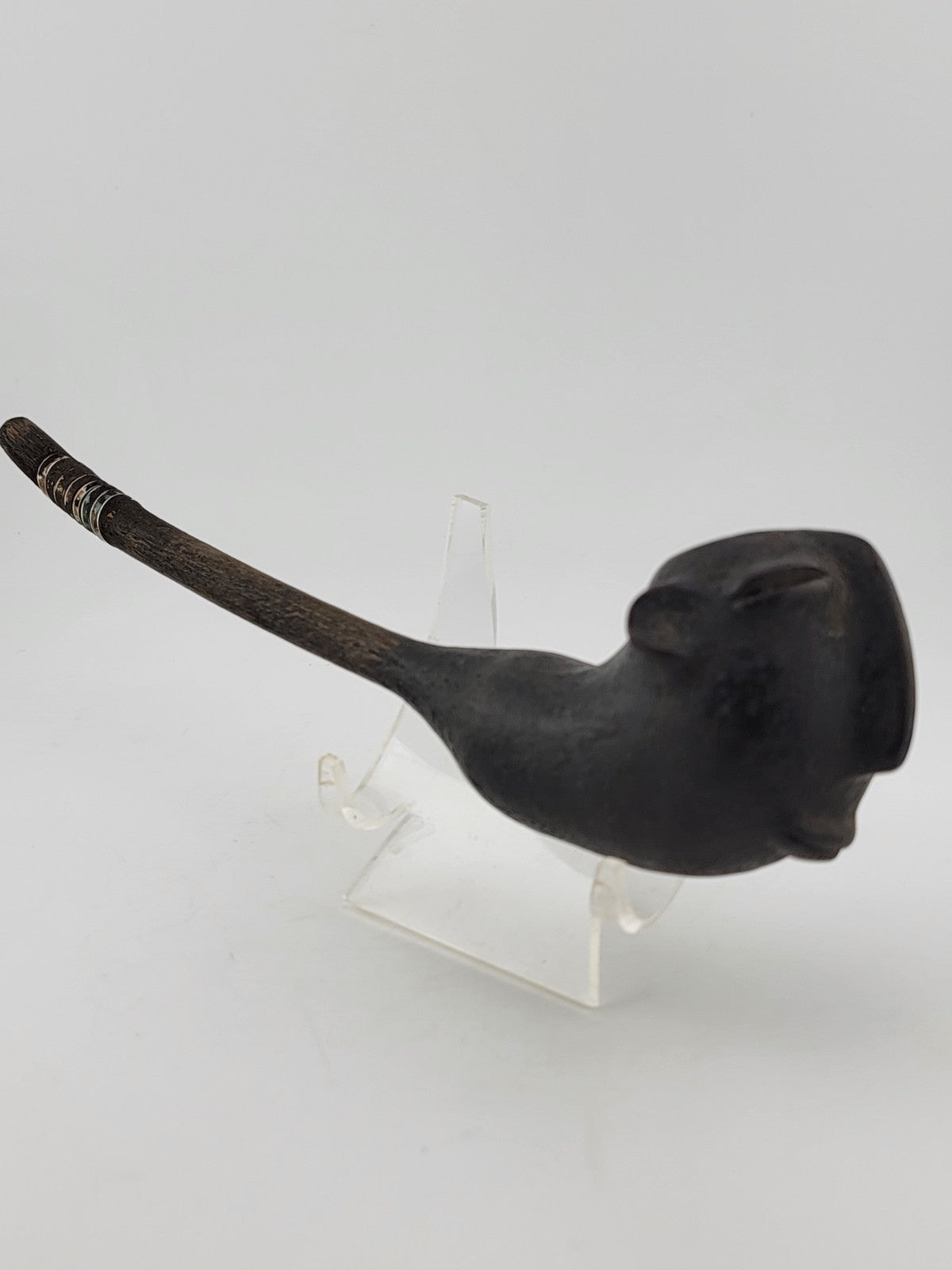 Rare Antique Collectible One Of A Kind African Tribal Clay Pipe W Long Stem.