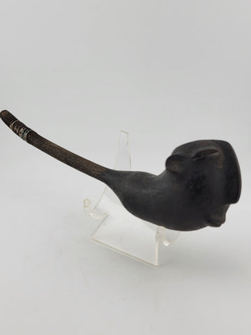 Rare Antique Collectible One Of A Kind African Tribal Clay Pipe W Long Stem.