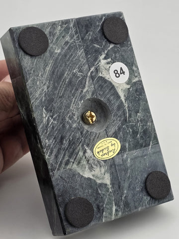 Vintage Small Bronze Child w/ Bird Figurine on Green Marble Pedestal Base Signed