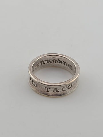 Authentic Tiffany & Co 1837 Sterling Silver 6.3mm Wide Concave Band Ring Size 7
