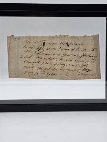 Ultra Rare 1798 Enoch Whipple Signed Church Receipt Salisbury MA Pulpit Payment