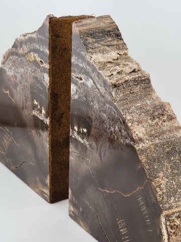 Vintage & Unique Set Of Polished Petrified Wood Bookends. Amazing Specimen.