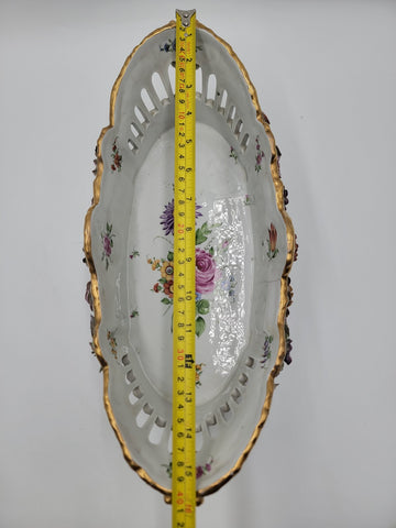 Antique 19th C Large Von Scheierholz German Porcelain Footed Center Bowl. Read.