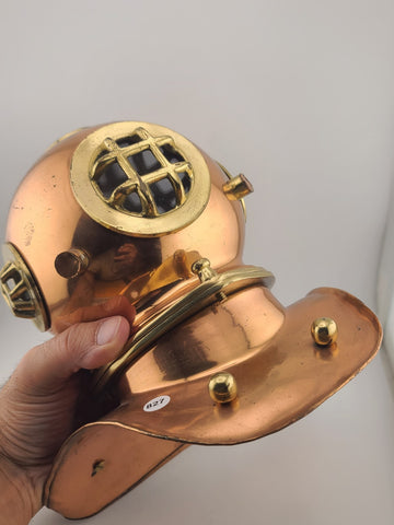 Vintage Copper & Brass Small Replica Deep Sea Scuba Diver Diving Helmet 8"x8".