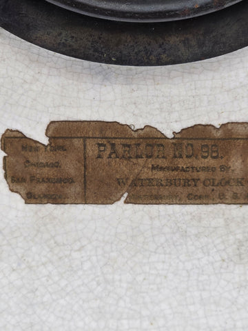 1889 WATERBURY Parlor No.98 Victorian Cobalt Blue Porcelain Ceramic Mantel Clock