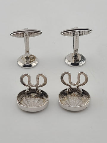 Vintage 1980's Alfred Dunhill Sterling Silver Seashell Round Cufflinks England.
