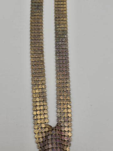 Vintage Gold & Silver Tone Mesh Tie Necklace Whiting Davis Style Fringe 70s