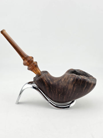 Rare Antique Freehand Acorn Big Block Briar Pipe Plateau Rim Bent Acrylic Stem