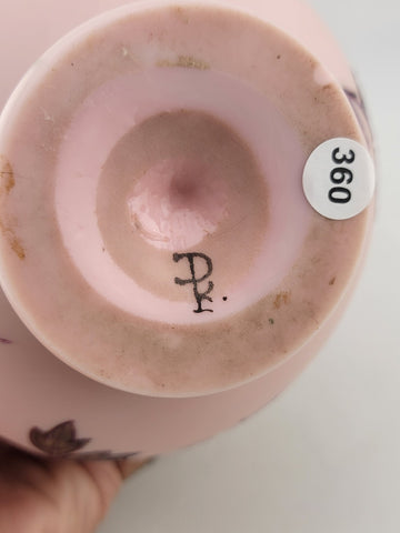 Rare Collectible PK Poschinger Krystallie Antique Burmese glass  Pink vase.