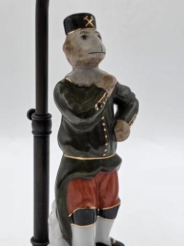 Antique 1940's Monkey Bellhop Figural Table Lamp Mid Century Ceramic Butler Lamp