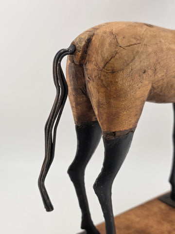 Vintage, Hand Carved Wood & Metal, Folk Art, Horse Sculpture
