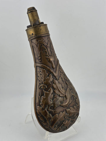 Rare Antique Original U.S. Mexican-American War “Stag & Oak Leaf” Powder Flask