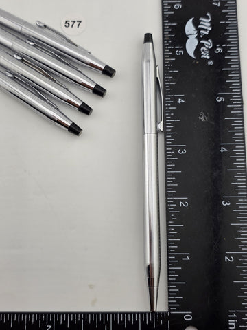 SET Of 5 GORGEOUS HIGH QUALITY SLIM CROSS POLISHED SILVER PENS AND PENCILS. READ