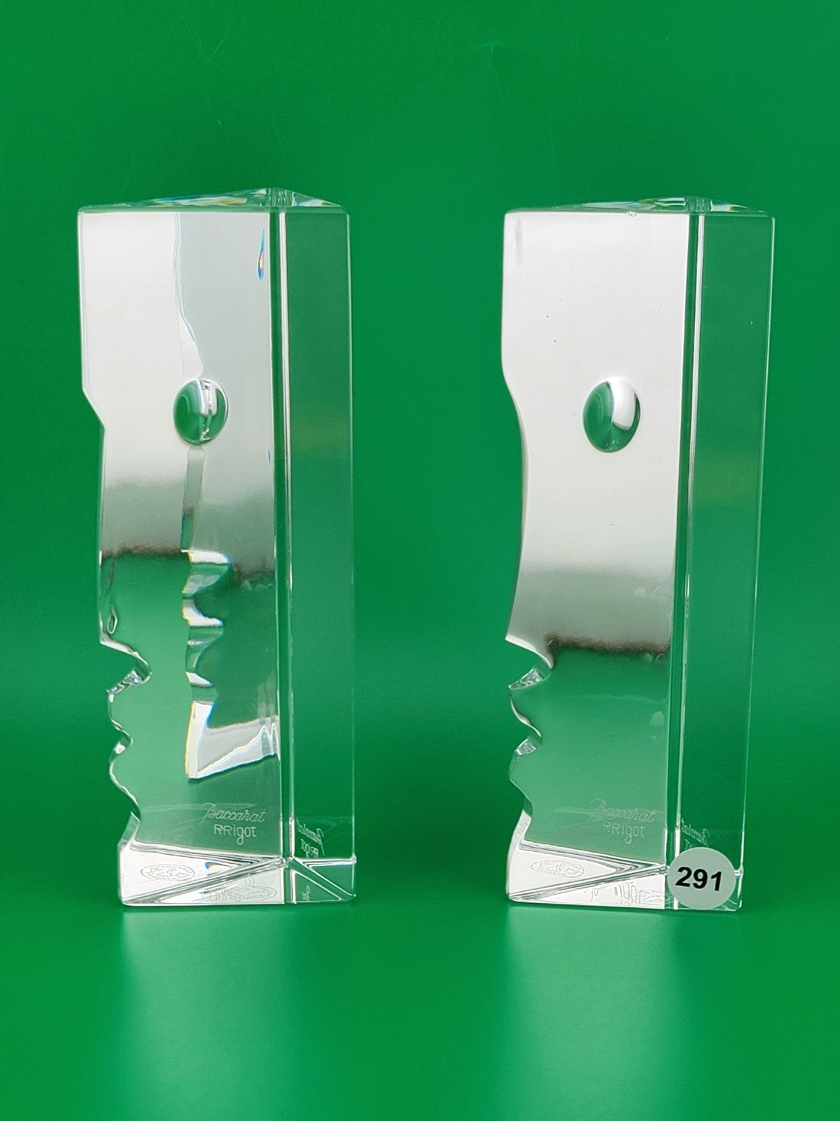 Pair Of Baccarat Crystal "Encounter" Sculpture. Robert Rigot France. VG Cond.