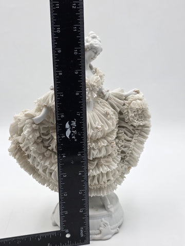 Large Jacqueline Porcelain Lace Figurine Victorian Lady Dresden Style Lace Dress