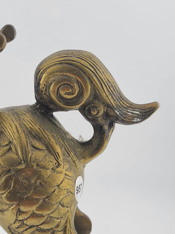 Chinese Brass Kirin Head Deer Feet Statue Incense Burner 6.5x2.25x6.5" Antique