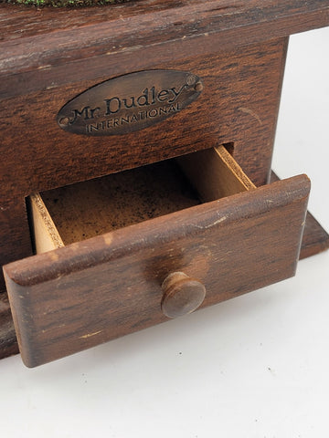 Vintage MR. DUDLEY INTERNATIONAL Wood & Metal Hand Coffee Grinder  Box Style
