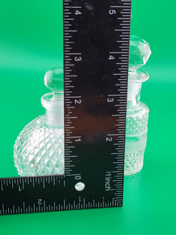 Antique Set Of 2 Cut Glass Perfume Bottle W Stoppers. Made In Czechoslovakia