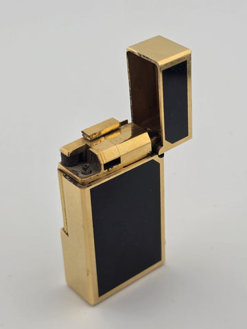 Rare VINCI Paris Gold Black Lacquer Butane Lighter France Dupont Style Working