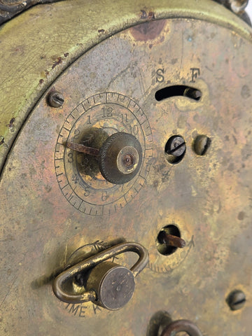 Antique F. Kroeber Metal Mantel Alarm  Clock c.1893 Ornate Victorian Windup Read