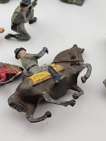 Large Lot Of Antique Britains Detailed Civil War/ Indian Toy soldiers lead metal