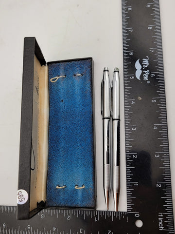 Vintage Courier Anson Chrome Pen & Pencil Set In Original Box. Untested.